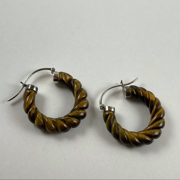 Tigers Eye Twisted Hoops - Picture 5 of 6